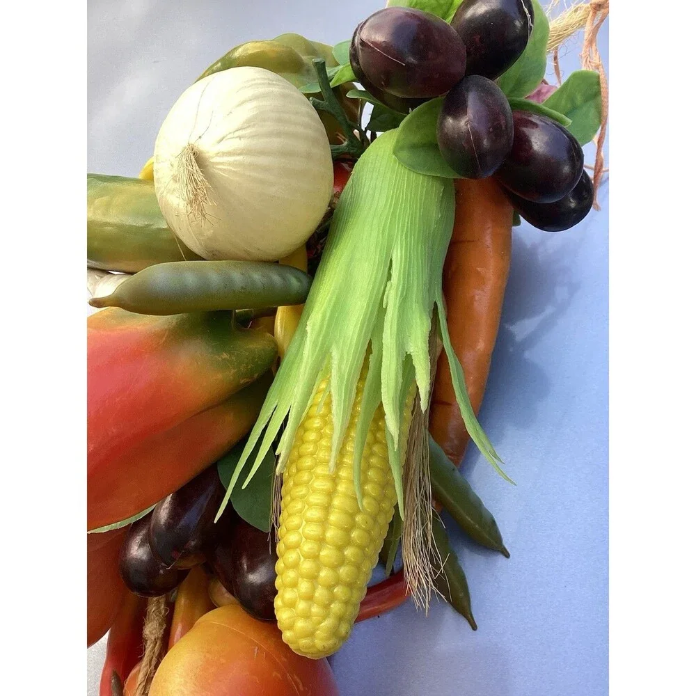 Farmhouse Plastic Vegetables On Braided Rope Hanging Decor/Garland 23